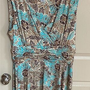 Aa Studio Turquoise and Brown Patterned Dress
